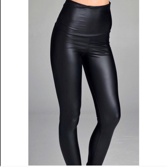 S-XL Avail! High Waisted Vegan Leather Leggings - Picture 2 of 7